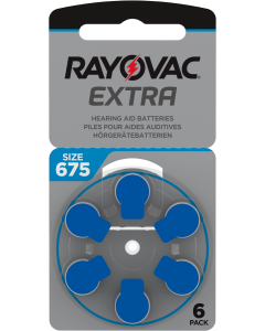 Rayovac ekstra 675 (6 stk) høreapparatbatterier - 0 % kvikksølv