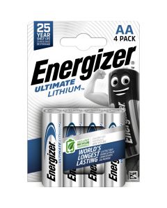 Energizer Ultimate Lithium AA / E91 / L91-batterier (pakke med 4)