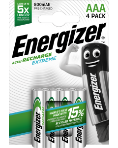 Energizer Recharge Extreme AAA / NH12 800mAh Batterier (4 Stk. Pakning)