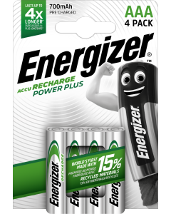 Energizer Recharge Power Plus AAA 700 mAh-batterier (pakke med 4 stk.)