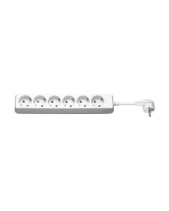 Stikkontakt - 6 utsalgssteder - 1,5 m, hvitt