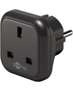 Travel Socket UK -> schucko, svart