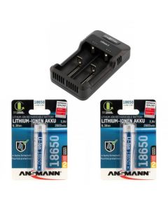 Anmann Li-Ion & Ni-MH batterilader inkl. 2x Anmann 18650 Batteries 2600mah
