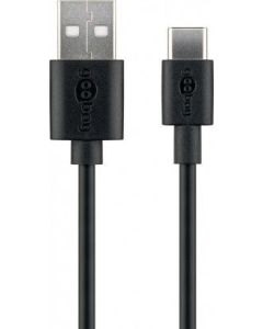 USB-C lading og datakabel, svart, 2m