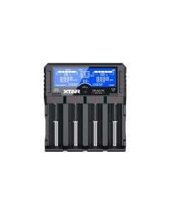 Xtar DRAGON VP4 Plus-lader med LCD-skjerm for litiumbatterier (inkl. batteritester og 12 V-lader)