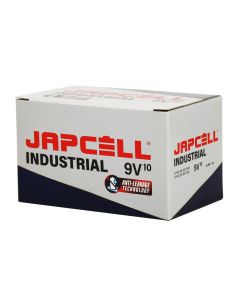 JAPCELL 9V / 6LR61 Industrial alkaline batterier - 10 stk.