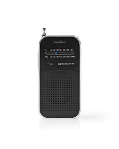 Nedis, FM/AM Radio, Laptop, Analog, 1.5W, hodetelefonutgang, svart/alu