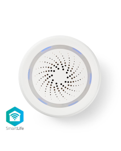 Nedis Smartlife Sirene, Wi-Fi strømforsyning 8 lyder 85 dB Android/ iOS White