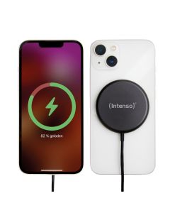 Intenso® Trådløs MagSafe kompatibel lader QI 15W inkl. USB-C kabel og 30W PD/QC Hurtiglader. Svart