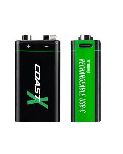 Coast 9V USB-C oppladbart batteri 560mAh (2 stk.) - Sertifisert CarbonNeutral® (CO2-nøytral)