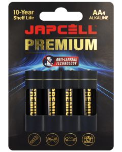 Japcell Premium AA alkaliske batterier - 4 stk Blisterpakning
