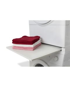 Overlegen stabelramme med uttrekkbar hylle for vaskemaskin/tørketrommel