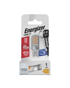 Energizer G9 LED pære 4.2W (470lm), 4000K, Nøytral hvit, Dimbar