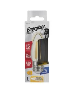 Energizer E27 LED glødepære 5W (550lm), 2700K, Varm hvit, Dimbar