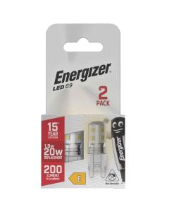 Energizer G9 LED pære 1.8W (200lm), 2700K, Varm hvit, 2 stk.