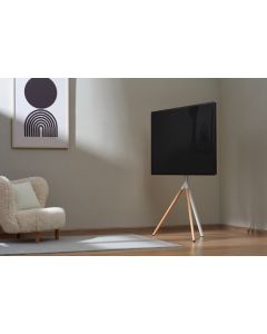 TV-gulvstativ Tripod, treutseende, kabelfeste, 40" - 65" - Hvit/Tre