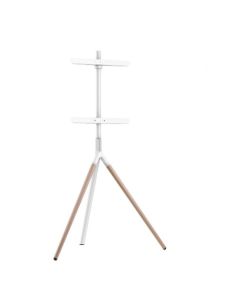 TV-gulvstativ Tripod, treutseende, kabelfeste, 40" - 65" - Hvit/Tre