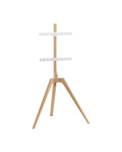 TV-gulvstativ Tripod, treutseende, kabelfeste, 45" - 65" - Hvit/Tre