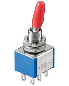 MINIATURE TOGLE SWITCH - 2x ON -on, med loddepinner