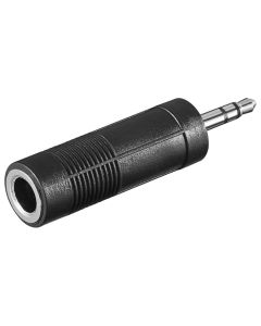 Lydadapter 3,5 mm hann (3-pinners, stereo) til 6,35 mm hun (3-pinners, stereo)