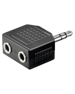 Lydadapter 3,5 mm hann (3-pinners, stereo) til 2x 3,5 mm hunn (3-pinners, stereo)