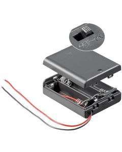 Batteriholder for 3 x AA / R06, boks (med kabelforbindelse) - serielt tilkoblet