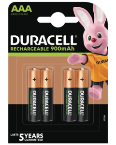 Duracell AAA / HR3 / R03 900 mAh oppladbare batterier (4 stykker)