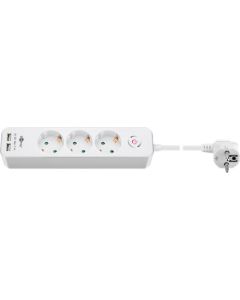 3-veis strømbil med bryter og 2 USB-porter