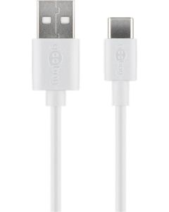 USB-C-lading og datakabel, hvit 1M
