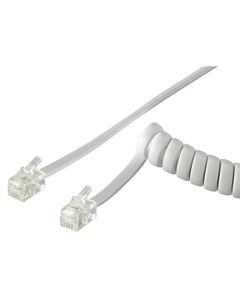 Telefonrørkabel spiral 2x RJ10 (4p4c) 2m