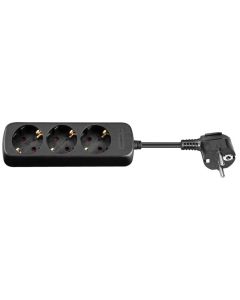 Socket - 3 utsalgssteder - 1,5 m, svart