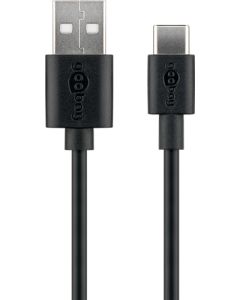 USB-C-lading og datakabel, svart 0,5m