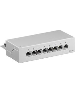 CAT 6A Mini/Desktop Patch Panel, 8 Port, Gray