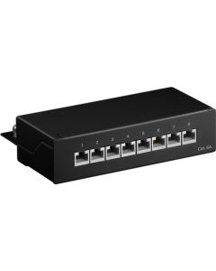 CAT 6A Mini/Desktop Patch Panel, 8 Port, Black