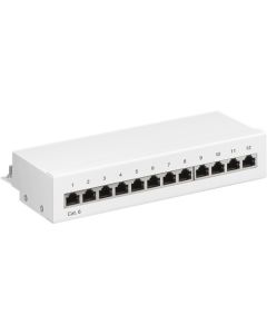 CAT 6 Mini/Desktop Patch Panel, 12 Port, White
