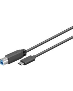 USB-B til USB-C-kabel, svart 1 m