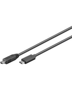 USB 2.0 Highspeed Cable, Black, 0,5m,