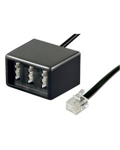 Tae adapter 3 tae n/f/f hun til rj11/rj14 hann (6p4c) - 1 stk.