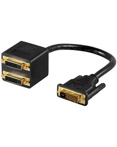 DVI-kontakt> 2x DVI-kontakter, DVI-D Han Double-Link (24+1 Pin), svart,