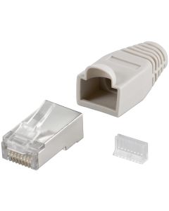 CAT 5E RJ45 Plug Shielded With Stress Diminishing Hood, Gray - 1 PCs.