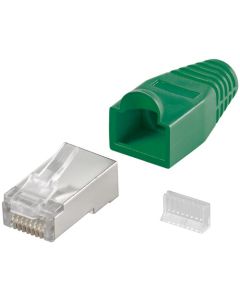 CAT 5E RJ45 Plug Shielded With Stress Diminishing Hood, Green - 1 PCs.