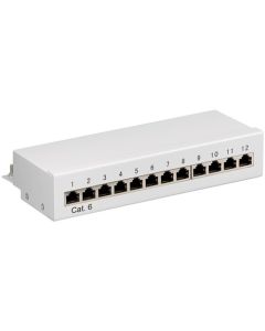 CAT 6 Mini Desktop Edition of Patch Panel, 12 Port, Gray, Paper Box with Label
