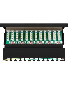 CAT 6 Mini Desktop Edition of Patch Panel, 12 Port, Black, Paper Box med etikett
