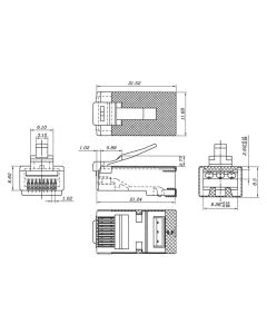 RJ45 CAT 6A STP skjermet til rund kabel