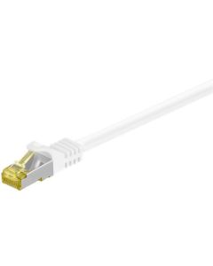 RJ45 Patch Cable S/ FTP (PIMF), M/ CAT 7 -kabel, hvit, 1m