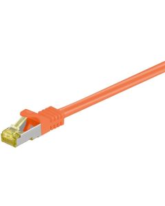 RJ45 Patch Cable S/ FTP (PIMF), M/ CAT 7 -kabel, oransje, 7,5m