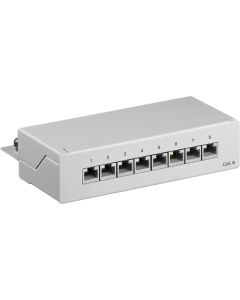 CAT 6 Mini Desktop Edition of Patch Panel, 8 Port, Gray, Paper Box with Label