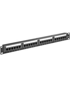 Katt 6 19 tommers lapppanel, 24 port, svart, papirboks med etikett