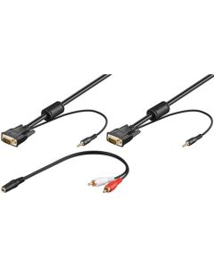 Full HD SVGA Monitor -kabel +3,5 mm lyd, svart, 3m,