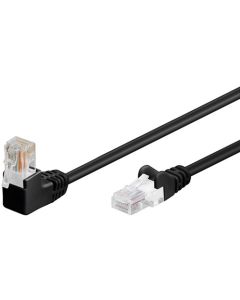 Cat 5e Patch Cable 1x 90 ° vinklet, U/UTP, svart, 2m